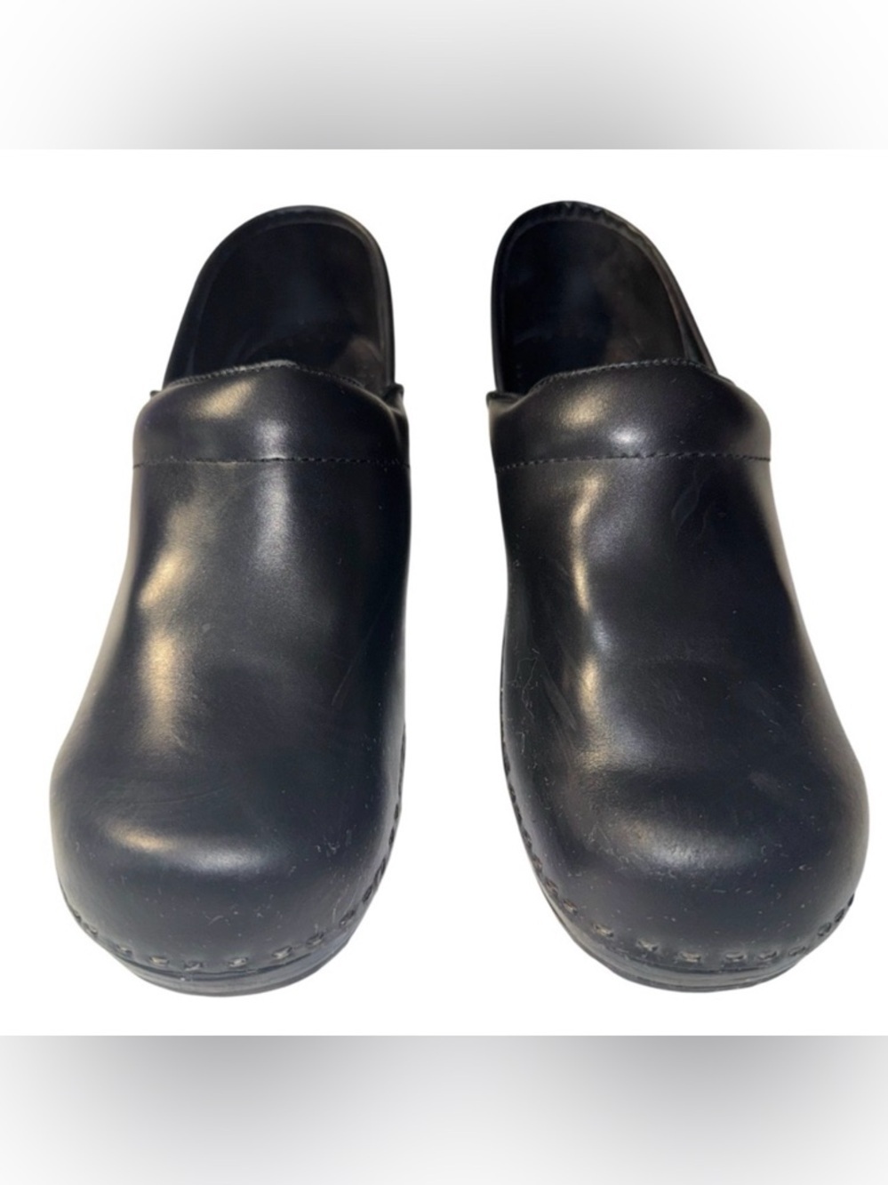 L.L.Bean Womens Black Leather Clogs Slip On Work Shoes 7.5M Comfort